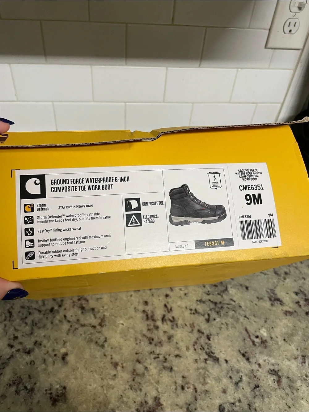 Carhartt Ground Force 6-inch waterproof composite toe work boots men 9 shoe